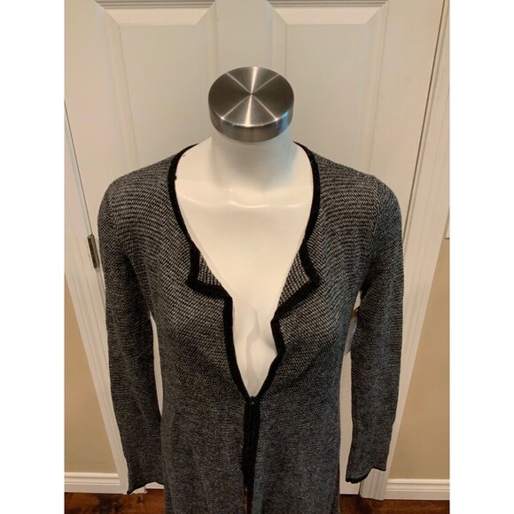 Eileen Fisher Black & White W/ Black Trim Cardigan, Size XS - Picture 2 of 7